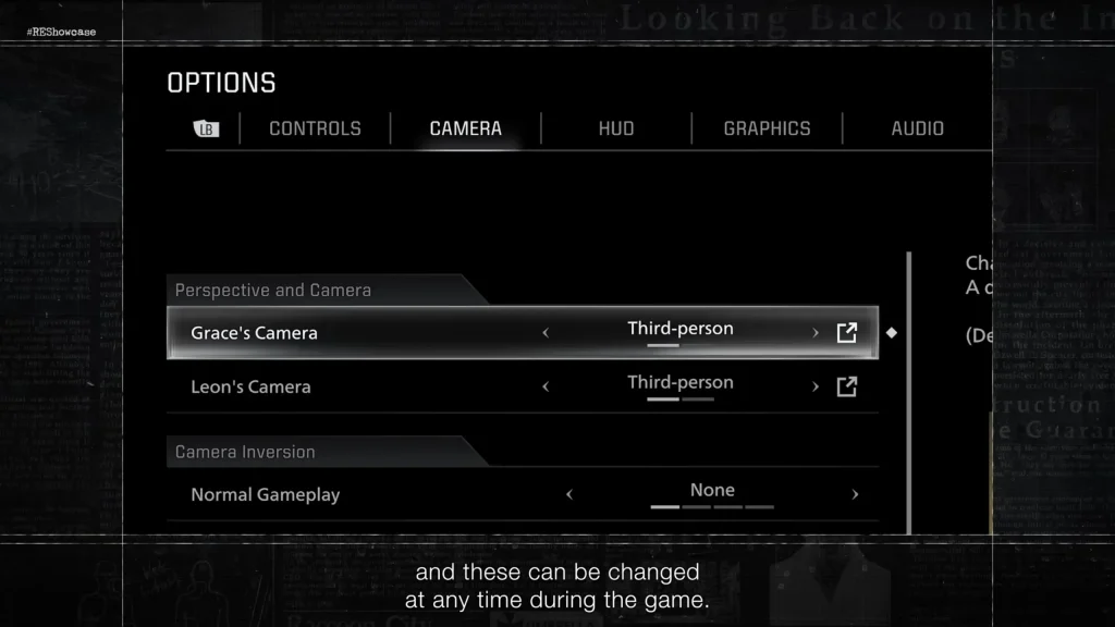 Perspective camera option resident evil requiem